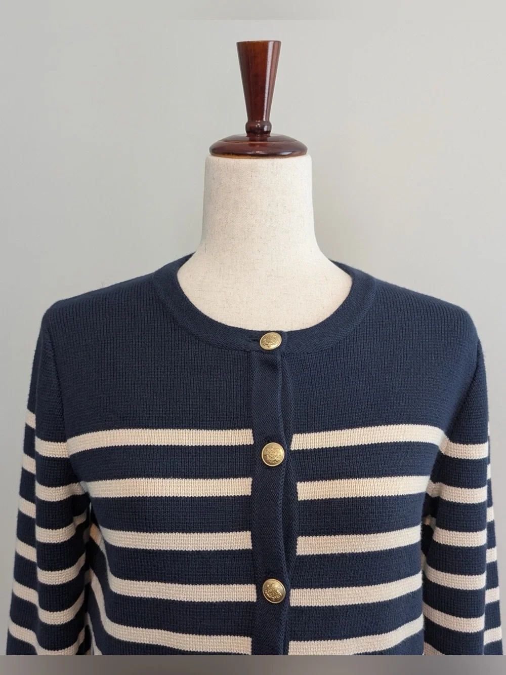 J.Crew Emilie Sweater Lady Jacket in Stripe Navy Ecru Size Small